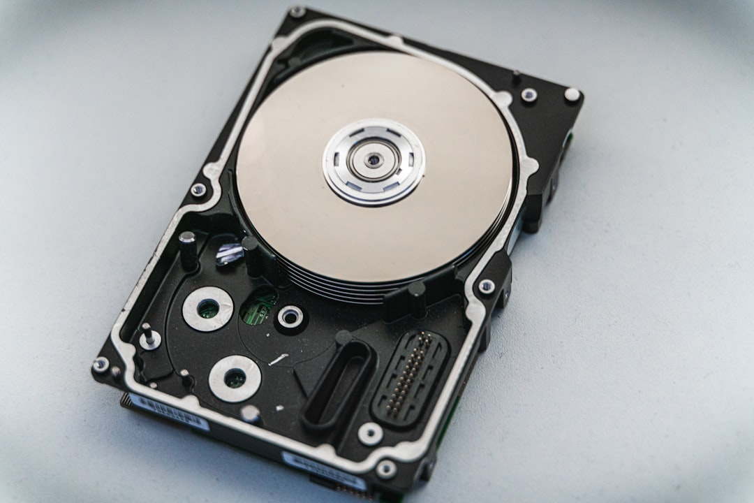 A rack of hard drives with status lights